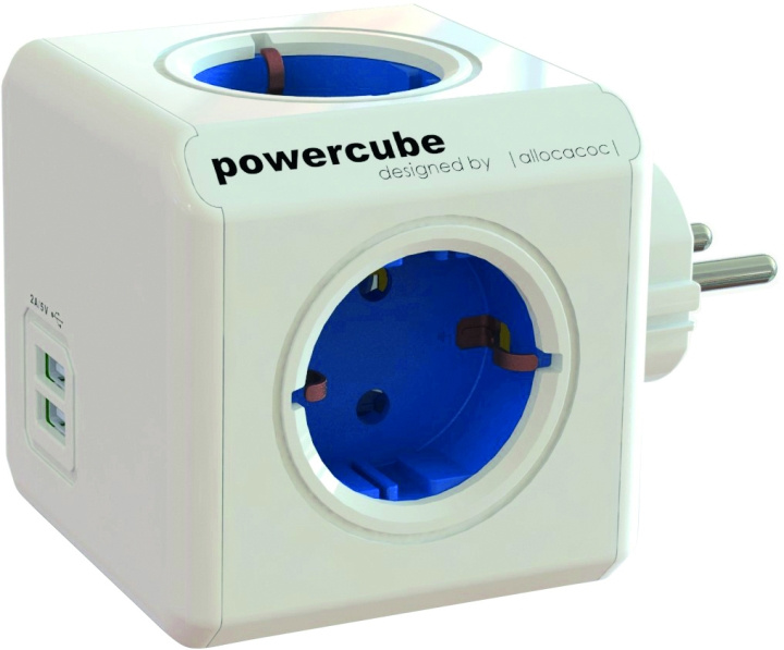 PowerCube Original 4 uttag, 2 USB, Blå in de groep HUISHOUDEN & TUIN / Elektriciteit & Verlichting / Stekkerblokken bij TP E-commerce Nordic AB (C14607)