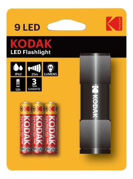 KODAK 9LED Flashlight black incl. 3xAAA in de groep SPORT, VRIJE TIJD & HOBBY / Zaklampen & Hoofdlampen / Zaklampen bij TP E-commerce Nordic AB (C14618)