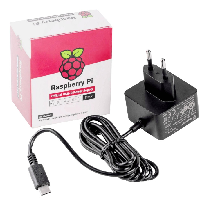 Raspberry Pi 4 Eu Power Supply Black in de groep COMPUTERS & RANDAPPARATUUR / Computeronderdelen / IO-kaart bij TP E-commerce Nordic AB (C14659)