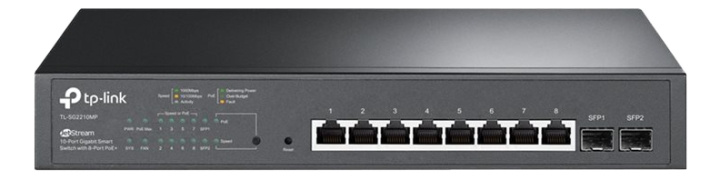 TP-Link JetStream™ 10-Port Gigabit Smart Switch with 8-Port PoE+ in de groep COMPUTERS & RANDAPPARATUUR / Netwerk / Schakelaars bij TP E-commerce Nordic AB (C14704)