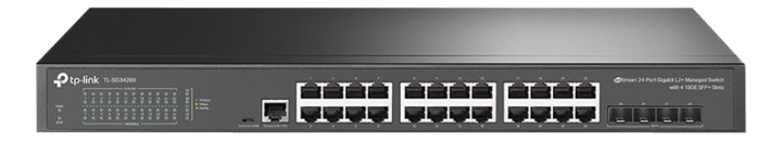 TP-Link JetStream™ 24-Port Gigabit L2+ Managed Switch with 4 10GE SFP+ in de groep COMPUTERS & RANDAPPARATUUR / Netwerk / Schakelaars / 10/100/1000Mbps bij TP E-commerce Nordic AB (C14707)