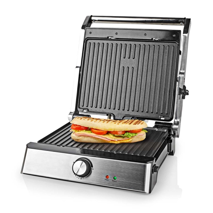 Nedis Contact Grill | 2000 W | 29 x 23 cm | Regelbare temperatuur | Kunststof / Roestvrij Staal in de groep HUISHOUDEN & TUIN / Huishoudelijke apparaten / Broodroosters & Broodgrills / Tafelgrills & Raclette bij TP E-commerce Nordic AB (C14764)