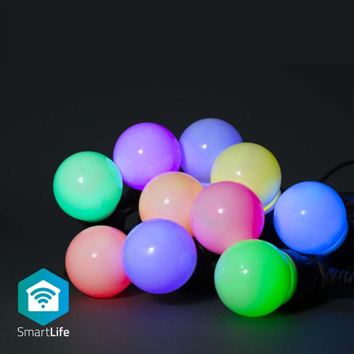 Nedis SmartLife Decoratieve Verlichting | Feestverlichting | Wi-Fi | RGB / Wit | 10 LED\'s | 9.00 m | Android™ | Diameter bulb: 50 mm in de groep HUISHOUDEN & TUIN / Smart home / Slimme verlichting bij TP E-commerce Nordic AB (C14831)