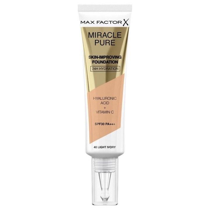Max Factor Miracle Pure Skin-Improving Foundation 40 Light Ivory 30ml in de groep BEAUTY & HEALTH / Makeup / Make-up gezicht / Foundation bij TP E-commerce Nordic AB (C15017)