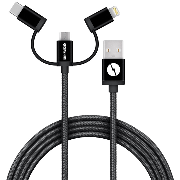 Champion Ladd&Synk kabel USB 3-in-1 1,5 in de groep SMARTPHONE & TABLETS / Opladers & Kabels / Kabels / Kabels Type C bij TP E-commerce Nordic AB (C15247)