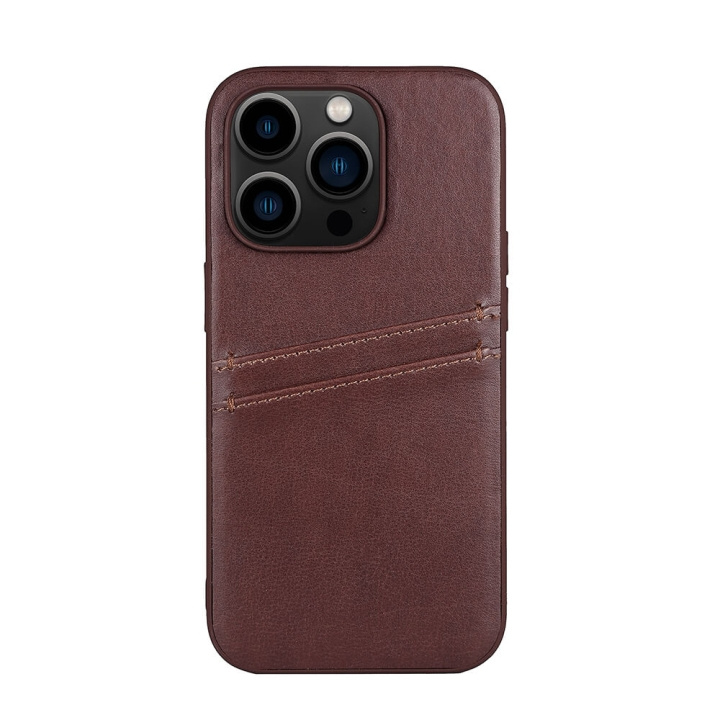 Phone Case PU Brown - iPhone 14 Pro in de groep SMARTPHONE & TABLETS / Mobielbescherming / Apple / iPhone 14 bij TP E-commerce Nordic AB (C15707)