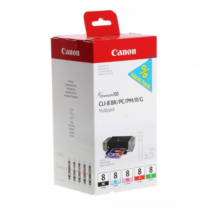 Ink 0620B027 CLI-8 BK/PC/PM/R/G in de groep COMPUTERS & RANDAPPARATUUR / Printers & Accessoires / Inkt & Toner / Inktpatronen / Canon bij TP E-commerce Nordic AB (C15967)