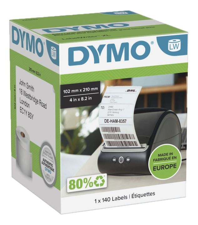 Dymo® LabelWriter 102x210mm, White, 1 Roll x140 Labels in de groep COMPUTERS & RANDAPPARATUUR / Printers & Accessoires / Printers / Label machines & Accessoires / Etiketten bij TP E-commerce Nordic AB (C16190)