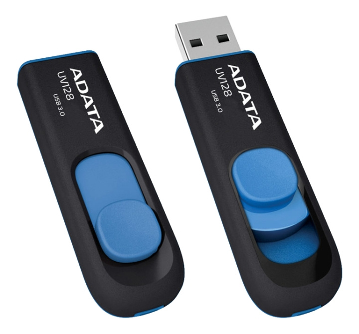 ADATA UV128 USB minne, 32GB, USB 3.0, svart/blå in de groep HOME ELECTRONICS / Opslagmedia / USB-geheugen / USB 3.0 bij TP E-commerce Nordic AB (C16262)
