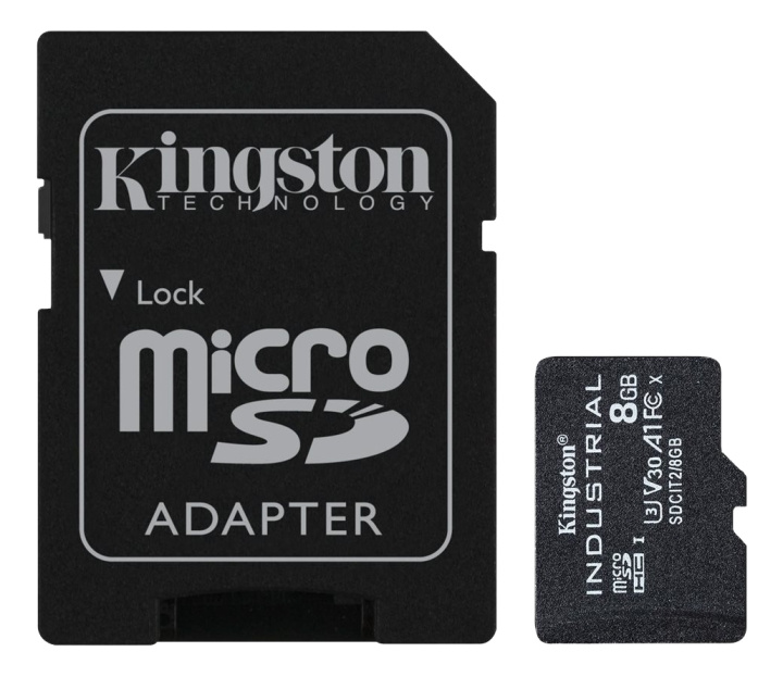 Kingston 8GB microSDHC Industrial C10 A1 pSLC Card + SD Adapter in de groep HOME ELECTRONICS / Opslagmedia / Geheugenkaarten / MicroSD/HC/XC bij TP E-commerce Nordic AB (C16841)
