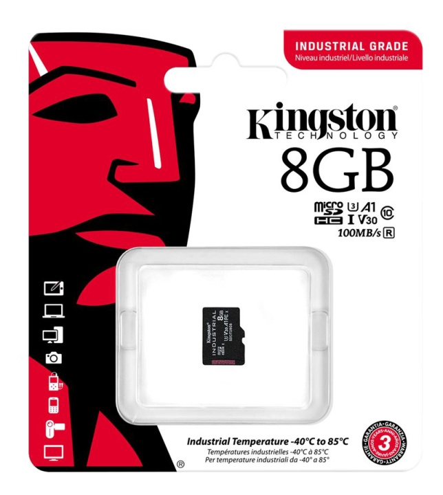 Kingston 8GB microSDHC Industrial C10 A1 pSLC Card w/o Adapter in de groep HOME ELECTRONICS / Opslagmedia / Geheugenkaarten / SD/SDHC/SDXC bij TP E-commerce Nordic AB (C16842)