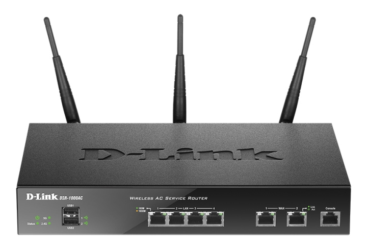 D-LINK DSR-1000AC, Trådlös router med VPN, 802.11ac, svart in de groep COMPUTERS & RANDAPPARATUUR / Netwerk / Routers bij TP E-commerce Nordic AB (C17526)