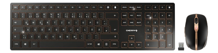 CHERRY DW 9000 SLIM, trådlöst tangentbord & mus, uppladningsbart Retai in de groep COMPUTERS & RANDAPPARATUUR / Muizen en toetsenborden / Toetsenborden / Pakket bij TP E-commerce Nordic AB (C17593)