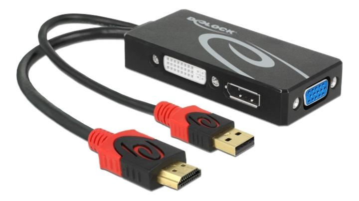 Delock Adapter HDMI male > DVI / VGA / DisplayPort female 4K black in de groep COMPUTERS & RANDAPPARATUUR / Computerkabels / DisplayPort / Adapters bij TP E-commerce Nordic AB (C17654)