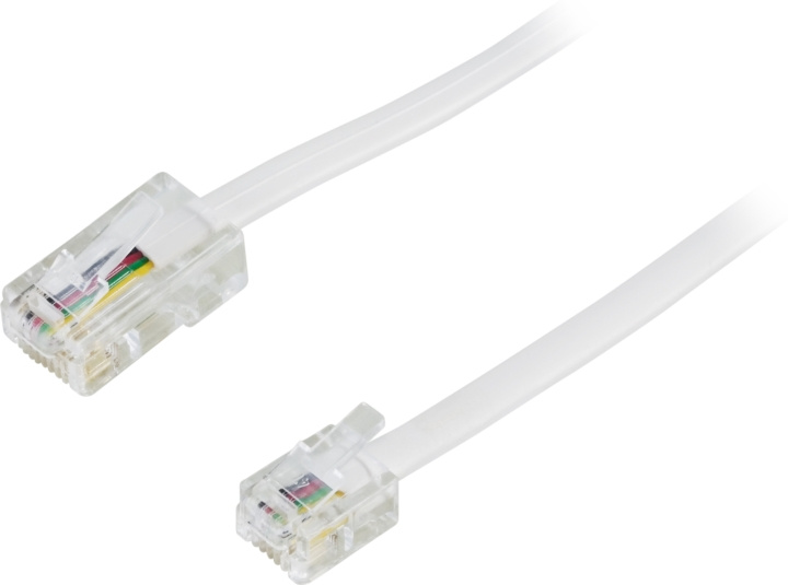 DELTACO modularkabel, 8P4C tot 6P4C(RJ11), 1 m, vit in de groep HOME ELECTRONICS / Kabels & Adapters / Telefoonkabels & Adapters bij TP E-commerce Nordic AB (C17751)