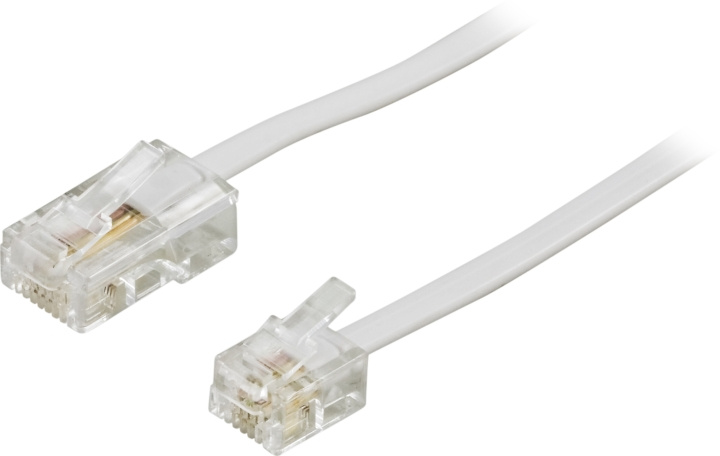 DELTACO modularkabel, 8P4C till 6P4C(RJ11), 3 m, vit in de groep HOME ELECTRONICS / Kabels & Adapters / Telefoonkabels & Adapters bij TP E-commerce Nordic AB (C17754)