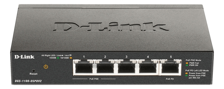 D-Link 5-Port Gigabit PoE Smart Managed Switch with 1 PD port in de groep COMPUTERS & RANDAPPARATUUR / Netwerk / Schakelaars / 10/100/1000Mbps bij TP E-commerce Nordic AB (C17783)