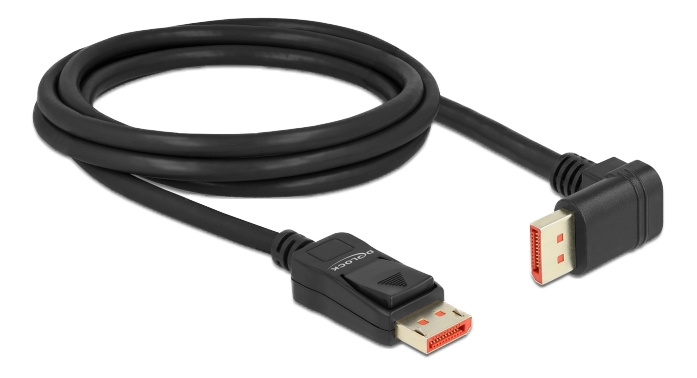 Delock DisplayPort cable male straight to male 90° downwards 8K 60Hz 2 in de groep COMPUTERS & RANDAPPARATUUR / Computerkabels / DisplayPort / Kabels bij TP E-commerce Nordic AB (C17827)