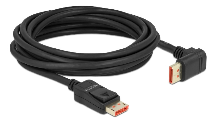 Delock DisplayPort cable male straight to male 90° upwards 8K 60Hz 5m in de groep COMPUTERS & RANDAPPARATUUR / Computerkabels / DisplayPort / Kabels bij TP E-commerce Nordic AB (C17833)