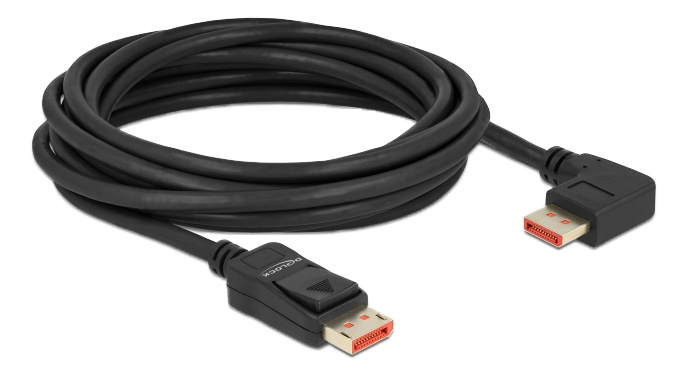 Delock DisplayPort cable male straight to male 90° right 8K 60Hz 5m in de groep COMPUTERS & RANDAPPARATUUR / Computerkabels / DisplayPort / Kabels bij TP E-commerce Nordic AB (C17837)