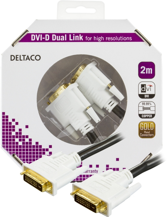 DELTACO DVI monitorkabel Dual Link, DVI-D ha - ha, 2m in de groep COMPUTERS & RANDAPPARATUUR / Computerkabels / DVI / Kabels bij TP E-commerce Nordic AB (C17864)