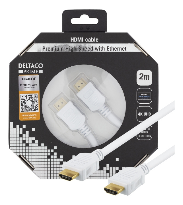 DELTACO PRIME HDMI kabel, Premium High Speed HDMI with Ethernet, 4K, U in de groep HOME ELECTRONICS / Kabels & Adapters / HDMI / Kabels bij TP E-commerce Nordic AB (C17898)