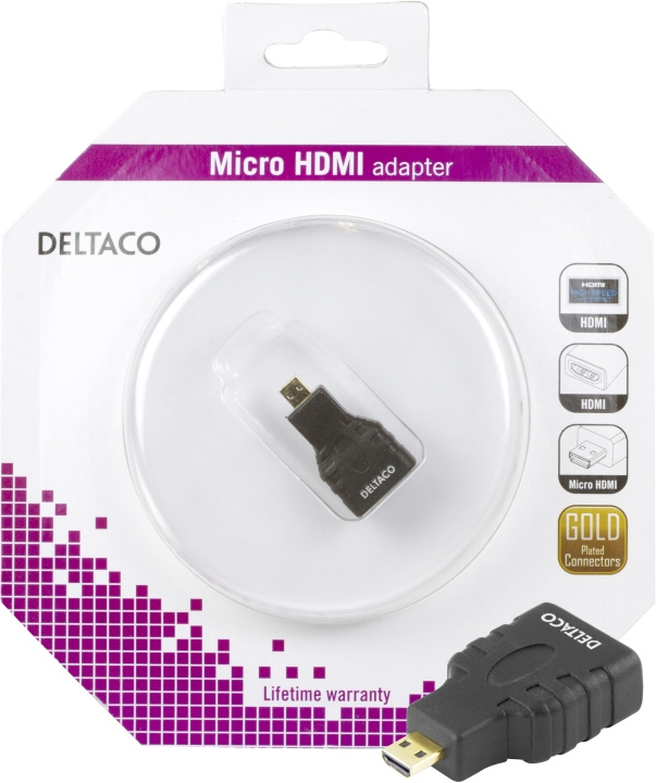 DELTACO HDMI High Speed with Ethernet adapter, Micro HDMI ha - HDMI ho in de groep HOME ELECTRONICS / Kabels & Adapters / HDMI / Adapters bij TP E-commerce Nordic AB (C17909)
