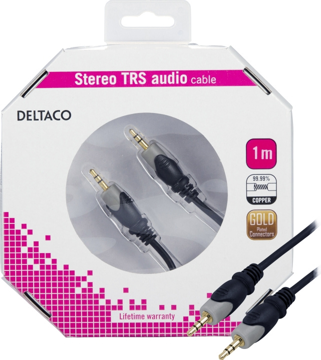 DELTACO ljudkabel 3,5mm ha - ha, guldplätterad, 1m in de groep HOME ELECTRONICS / Kabels & Adapters / Audio Analoog / 3.5 mm bij TP E-commerce Nordic AB (C17969)