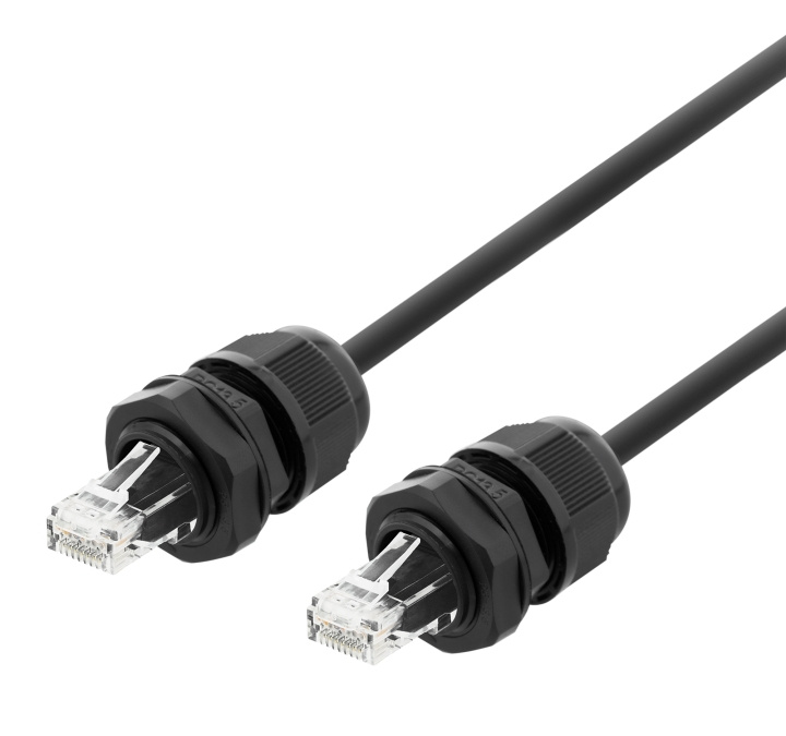 DELTACO S/FTP Cat6a patchkabel, 1m, IP68, PG13.5, svart in de groep COMPUTERS & RANDAPPARATUUR / Computerkabels / Netwerkkabels / Cat6 bij TP E-commerce Nordic AB (C18032)