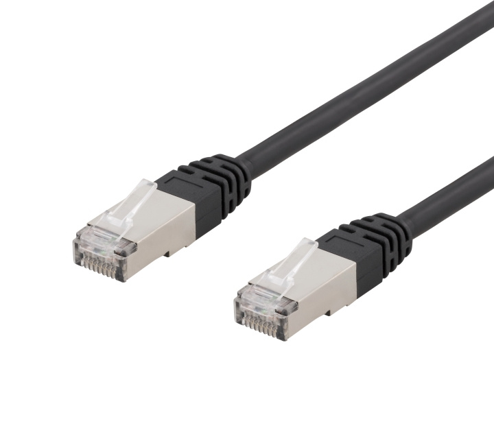 DELTACO S/FTP Cat6 patchkabel, 3m, 250MHz, UV-resistent, svart in de groep COMPUTERS & RANDAPPARATUUR / Computerkabels / Netwerkkabels / Cat6 bij TP E-commerce Nordic AB (C18076)