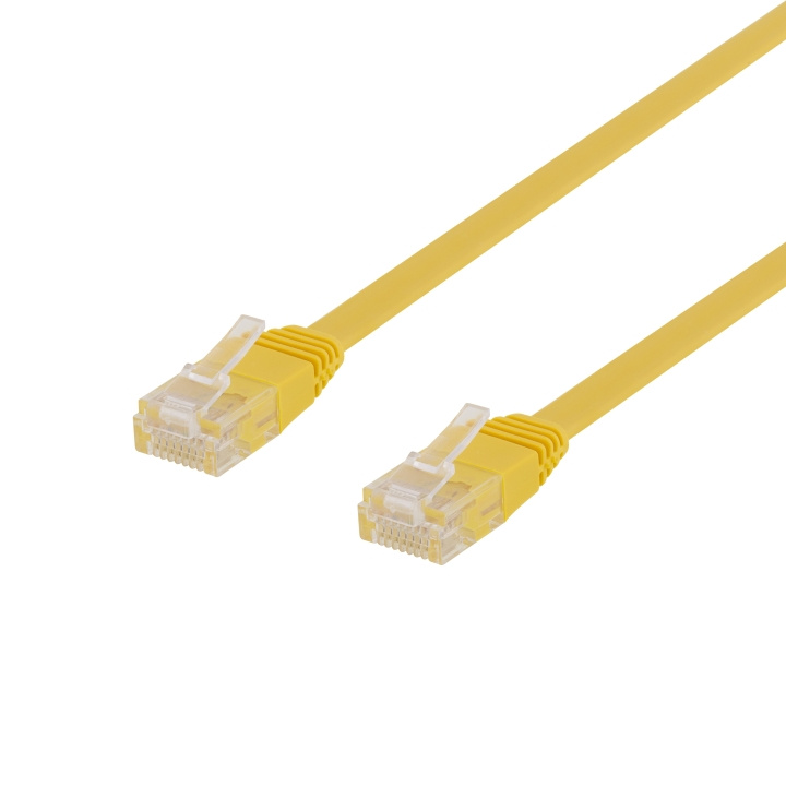 DELTACO U/UTP Cat6 patchkabel, flat, 0,3m, 250MHz, gul in de groep COMPUTERS & RANDAPPARATUUR / Computerkabels / Netwerkkabels / Cat6 bij TP E-commerce Nordic AB (C18144)