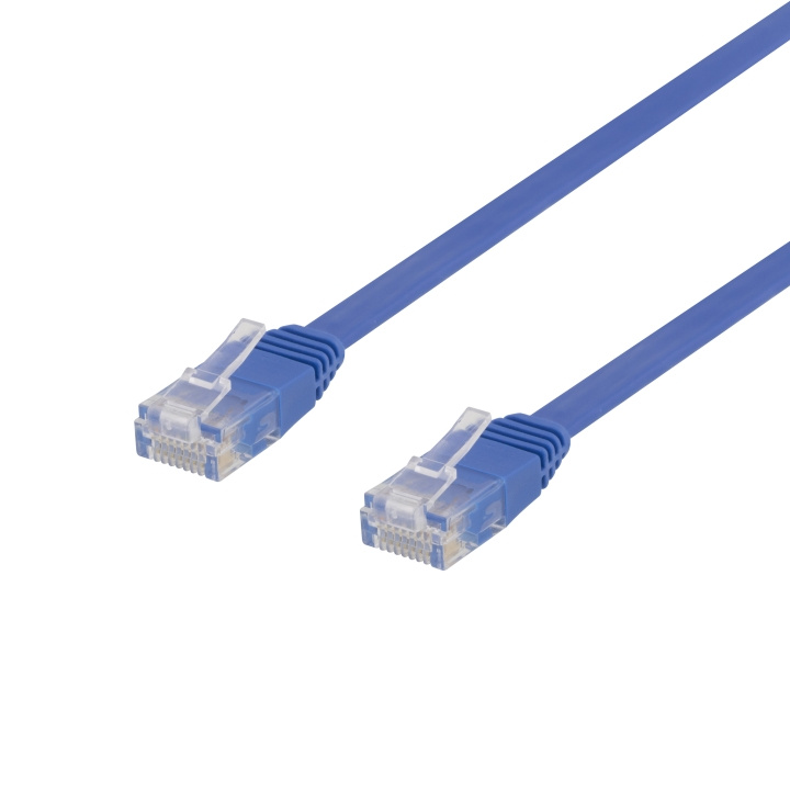 DELTACO U/UTP Cat6 patchkabel, flat, 0,5m, 250MHz, blå in de groep COMPUTERS & RANDAPPARATUUR / Computerkabels / Netwerkkabels / Cat6 bij TP E-commerce Nordic AB (C18151)