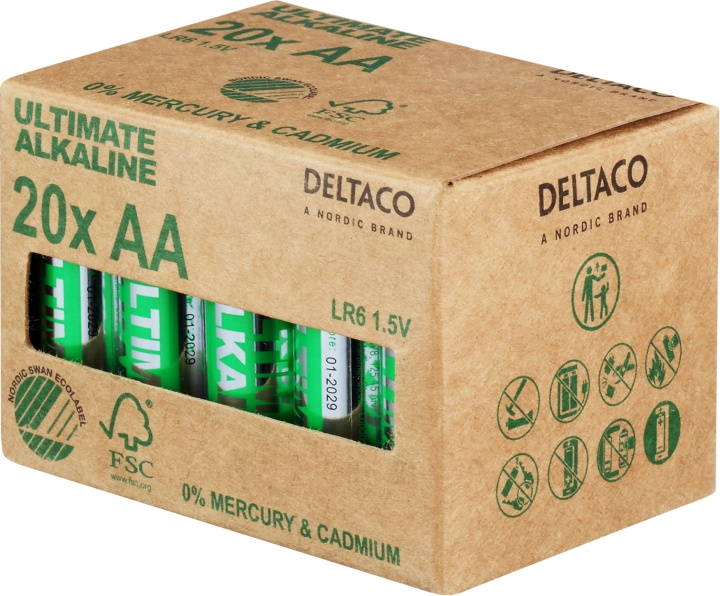 DELTACO Ultimate Alkaline AA-batteri, 20-pack in de groep HOME ELECTRONICS / Batterijen & Opladers / Batterijen / Batterijen voor hoortoestellen bij TP E-commerce Nordic AB (C18282)