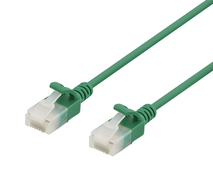 DELTACO U/UTP Cat6a patchkabel, slim, 3,5mm i diameter, 0,3m, grön in de groep COMPUTERS & RANDAPPARATUUR / Computerkabels / Netwerkkabels / Cat6 bij TP E-commerce Nordic AB (C18287)