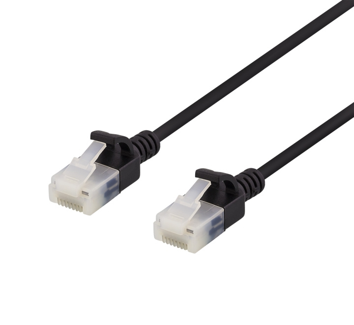 DELTACO U/UTP Cat6a patchkabel, slim, 3,5mm i diameter, 0,3m, svart in de groep COMPUTERS & RANDAPPARATUUR / Computerkabels / Netwerkkabels / Cat6 bij TP E-commerce Nordic AB (C18290)