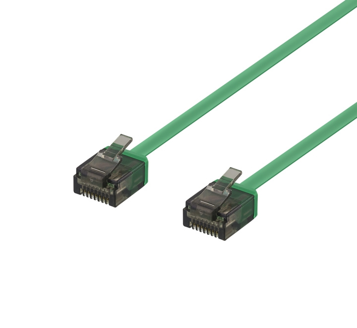 DELTACO U/UTP Cat6a patchkabel, flat, 1mm tjock, 0,5m, grön in de groep COMPUTERS & RANDAPPARATUUR / Computerkabels / Netwerkkabels / Cat6 bij TP E-commerce Nordic AB (C18323)