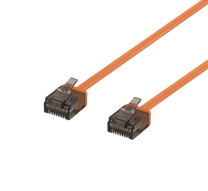 DELTACO U/UTP Cat6a patchkabel, flat, 1mm tjock, 1m, orange in de groep COMPUTERS & RANDAPPARATUUR / Computerkabels / Netwerkkabels / Cat6 bij TP E-commerce Nordic AB (C18327)