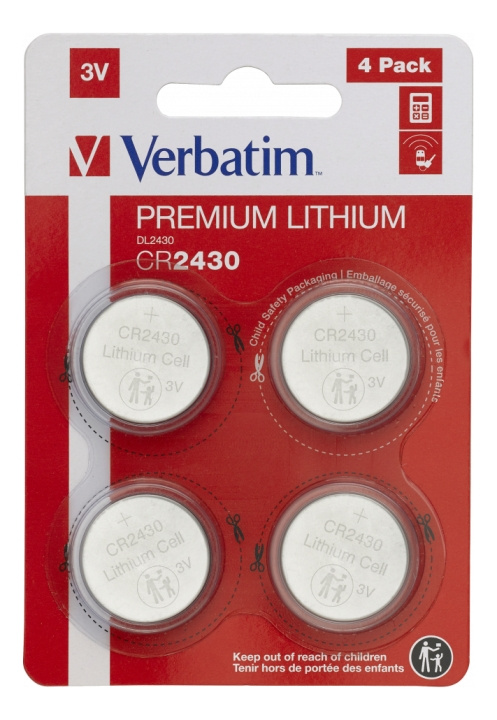 Verbatim LITHIUM BATTERY CR2430 3V 4 PACK in de groep HOME ELECTRONICS / Batterijen & Opladers / Batterijen / Knoopcel bij TP E-commerce Nordic AB (C18332)