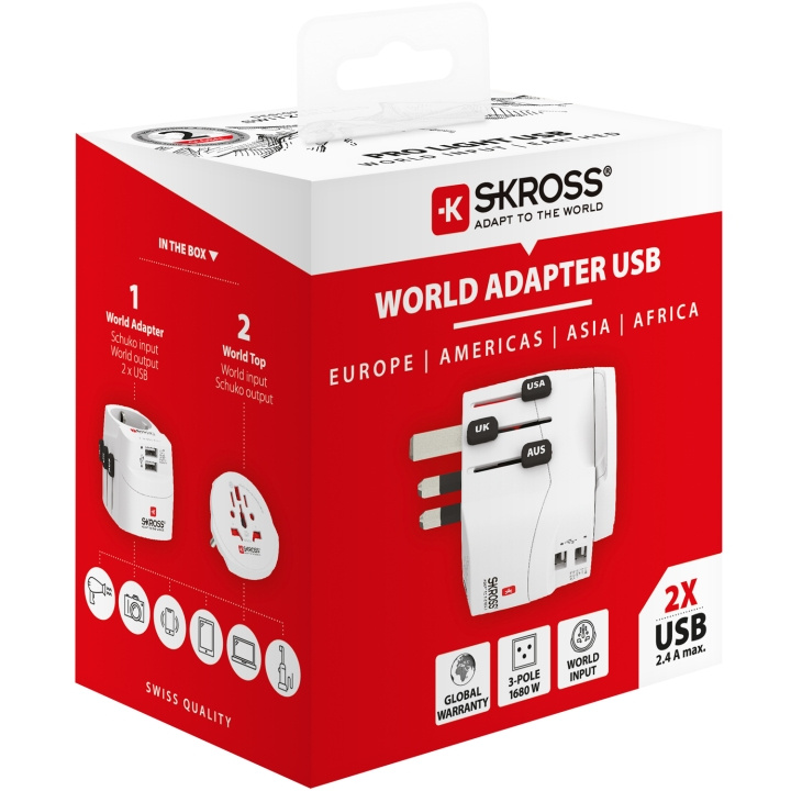 SKROSS Pro Light World Adapter 2xUSB- in de groep HUISHOUDEN & TUIN / Elektriciteit & Verlichting / Reisadapters bij TP E-commerce Nordic AB (C18364)