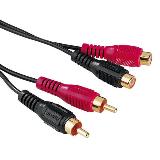 HAMA Audio Cable, 2 RCA plugs - 2 RCA sockets, 4 m in de groep HOME ELECTRONICS / Kabels & Adapters / RCA / Kabels bij TP E-commerce Nordic AB (C18474)