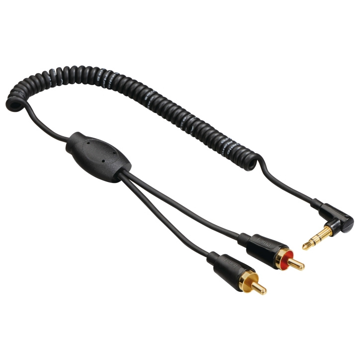 HAMA Flexi-Slim Coiled Cable, 3.5 mm stereo jack plug 90° - 2 RC in de groep HOME ELECTRONICS / Kabels & Adapters / RCA / Kabels bij TP E-commerce Nordic AB (C18519)