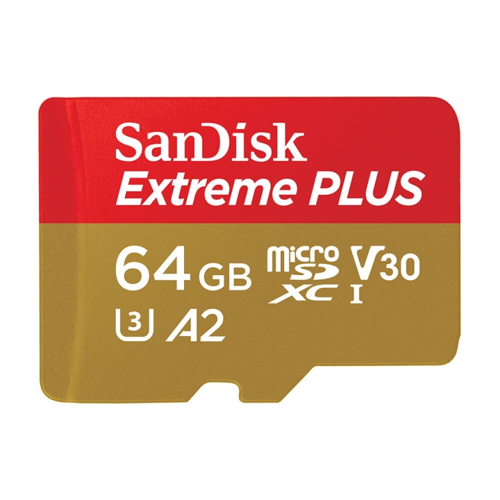SANDISK MicroSDXC Extreme Plus 64GB 200MB/s A2 C10 V30 UHS-I in de groep HOME ELECTRONICS / Opslagmedia / Geheugenkaarten / MicroSD/HC/XC bij TP E-commerce Nordic AB (C18617)