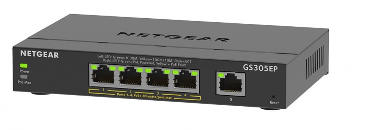 Netgear 5PT GE PLUS SWCH W/ POE+ in de groep COMPUTERS & RANDAPPARATUUR / Netwerk / Schakelaars bij TP E-commerce Nordic AB (C19386)