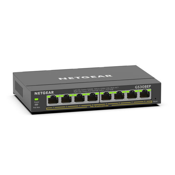 Netgear 8PT GE PLUS SWCH W/ POE+ in de groep COMPUTERS & RANDAPPARATUUR / Netwerk / Schakelaars bij TP E-commerce Nordic AB (C19398)