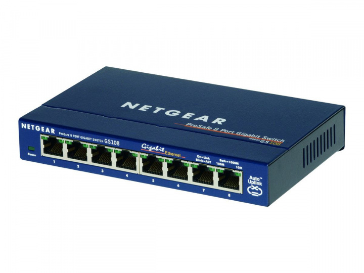 Netgear GS108GE 8Port 1000T switch in de groep COMPUTERS & RANDAPPARATUUR / Netwerk / Schakelaars bij TP E-commerce Nordic AB (C19430)