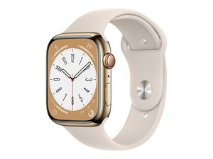Apple Watch Ser 8 GPS+Cell 45mm Gold Stainless Steel Case Starligh in de groep SPORT, VRIJE TIJD & HOBBY / Smartwatch & Activiteitsmeters / Smartwatches bij TP E-commerce Nordic AB (C21356)