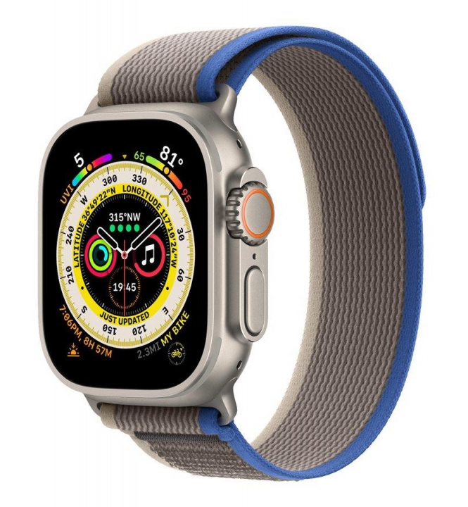 Apple Watch Ultra GPS + Cell 49mm Blue/Gray Trail Loop M/L in de groep SMARTPHONE & TABLETS / Training, thuis & vrije tijd / Apple Watch & Accessoires / Apple Watch bij TP E-commerce Nordic AB (C21367)
