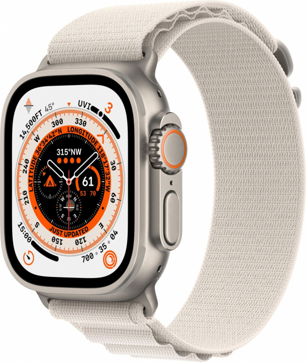 Apple Watch Ultra GPS + Cell 49mm Starlight Alpine Loop Small in de groep SMARTPHONE & TABLETS / Training, thuis & vrije tijd / Apple Watch & Accessoires / Apple Watch bij TP E-commerce Nordic AB (C21376)