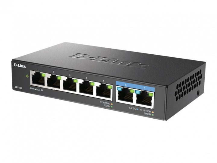 D-LINK 7-Port Multi-Gigabit Unmanaged Switch in de groep COMPUTERS & RANDAPPARATUUR / Netwerk / Schakelaars / 10/100/1000Mbps bij TP E-commerce Nordic AB (C22642)