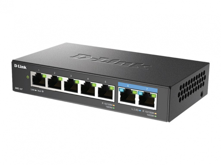 D-LINK 7-Port Multi-Gigabit Unmanaged Switch in de groep COMPUTERS & RANDAPPARATUUR / Netwerk / Schakelaars bij TP E-commerce Nordic AB (C22642)